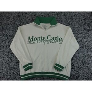 Zoe + Liv Monte Carlo Auto Club Racing Quarter Zip Sweatshirt Cream Green Large